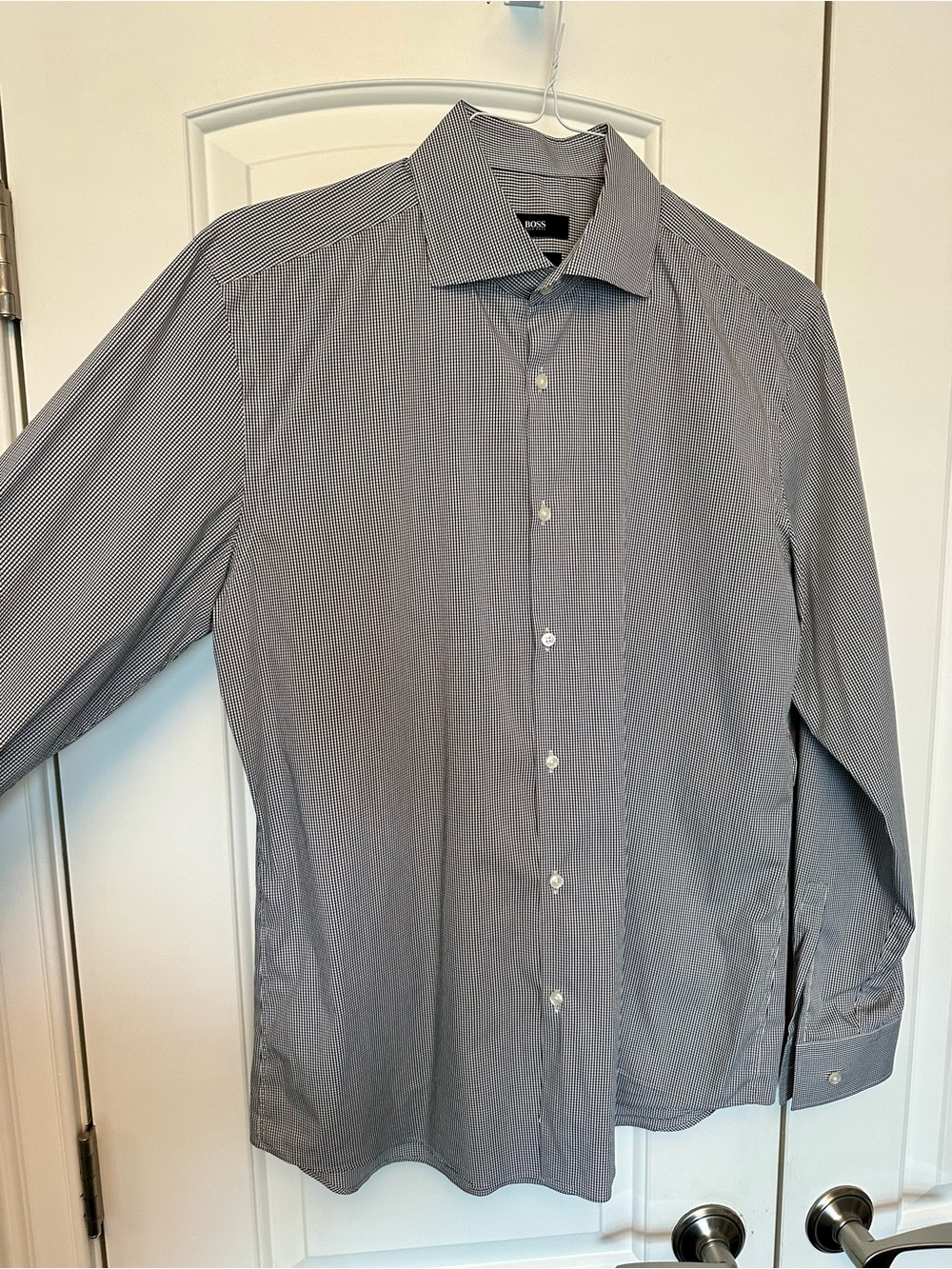 Hugo Boss Men's Black & White Micro-Check Dress Shirt